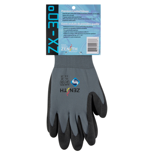 ZX-30° Premium Coated Gloves, 9/Large, PVC Coating, 15 Gauge, Nylon Shell Maritime Industrial Rubber