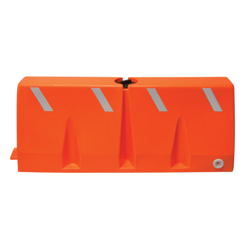 Traffic Barriers, Water-Filled, 62.25" L x 24" H, Orange Maritime Industrial Rubber