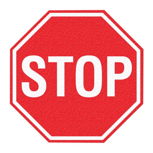 "Stop" Floor Sign, Adhesive, English with Pictogram Maritime Industrial Rubber