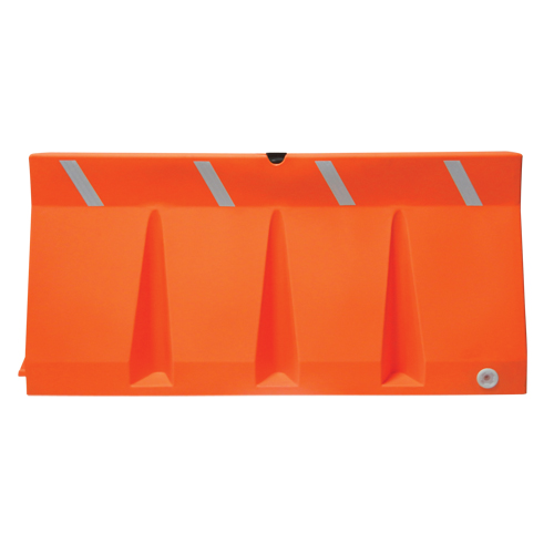 Traffic Barriers, Water-Filled, 69.75" L x 33.75" H, Orange Maritime Industrial Rubber