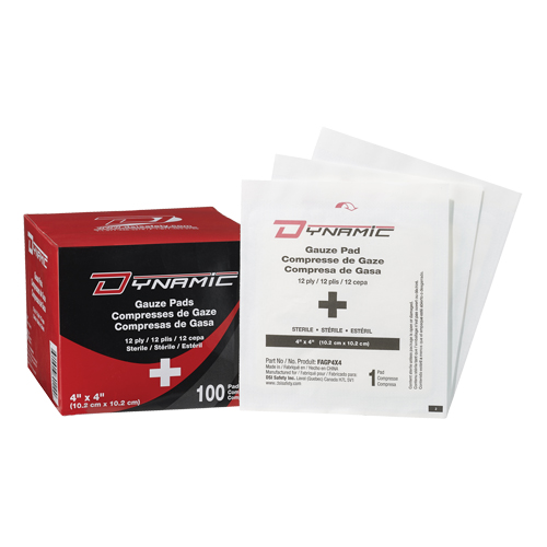 Gaze Dynamic, Tampon, 4" lo x 4" la, St&eacute;rile, Dispositif m&eacute;dical Classe 1 Maritime Industrial Rubber