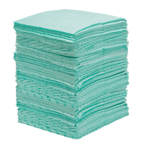 Feuilles absorbantes li&eacute;es de premi&egrave;re qualit&eacute;, Mati&egrave;res dangereuses, 15" x 18", 30 gal. d'absorption Maritime Industrial Rubber