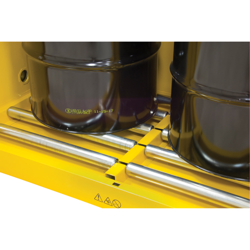 Vertical Drum Storage Cabinet, 110 US gal. Cap., 2 Drums, Yellow Maritime Industrial Rubber