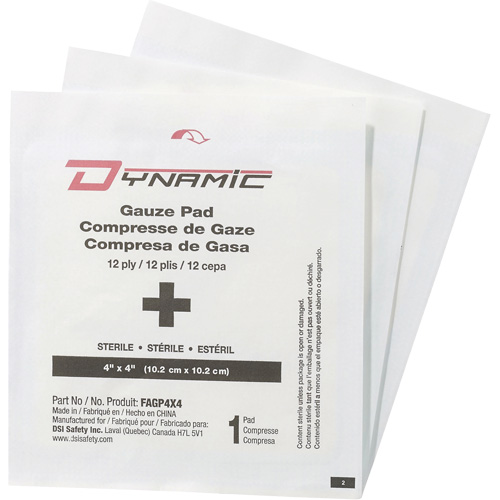 Gaze Dynamic, Tampon, 4" lo x 4" la, St&eacute;rile, Dispositif m&eacute;dical Classe 1 Maritime Industrial Rubber