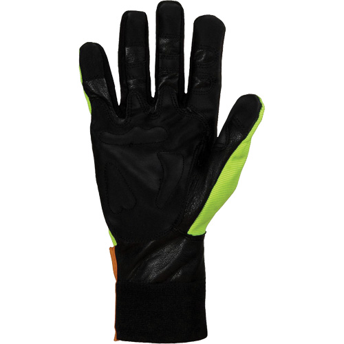 Endura&reg; Hi-Viz Chainsaw Gloves, Size Large/9, Goatskin Palm Maritime Industrial Rubber