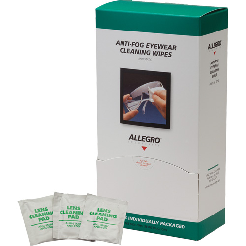 ALLEGRO INDUSTRIES Eyewear Cleaning Wipes, 5" x 8", Pack Of 100 Maritime Industrial Rubber