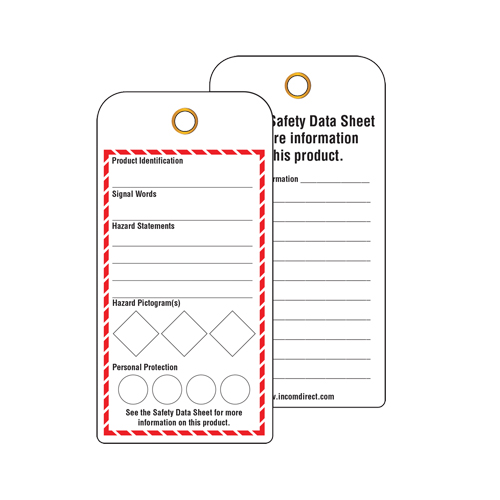 GHS Workplace Tags, Cardstock, 3" W x 6" H, English Maritime Industrial Rubber