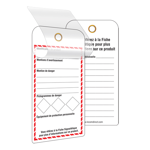 &eacute;tiquettes SGH auto-plastifiantes pour le milieu de travail, Papier cartonn&eacute;, 3" la x 6" h, Français Maritime Industrial Rubber