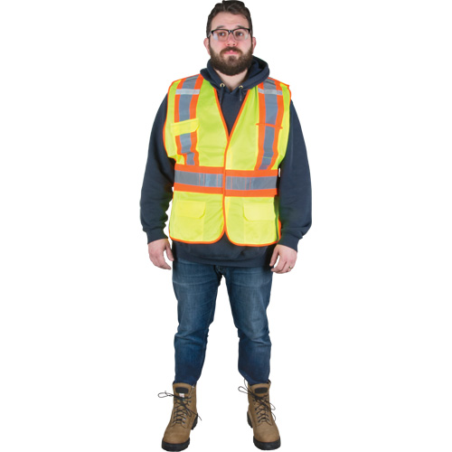 Veste d'arpenteur r&eacute;sistante aux flammes, Jaune lime haute visibilit&eacute;, Moyen, Polyester Maritime Industrial Rubber
