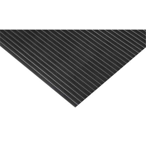 Tapis &agrave; nervures larges, Essuie-pieds, 3' x 75' x 1/8", Noir Maritime Industrial Rubber