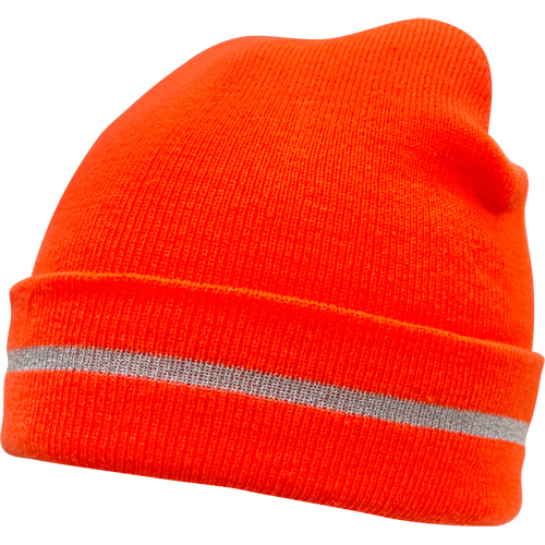 Bonnet en tricot haute visibilit&eacute; avec bande r&eacute;fl&eacute;chissante, Orange haute visibilit&eacute;, Acrylique Maritime Industrial Rubber