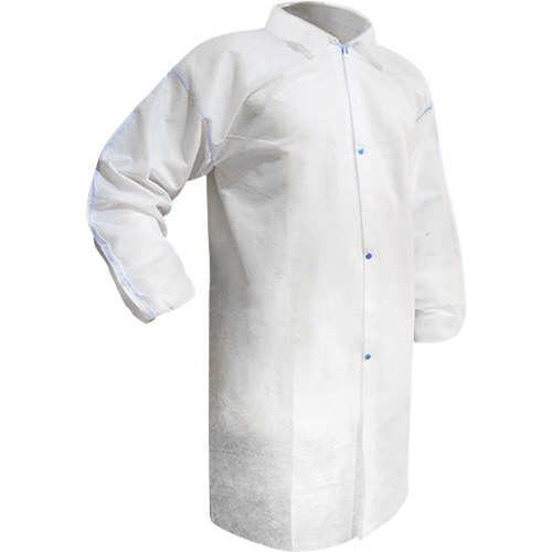 Disposable Lab Coat, Polypropylene, White, Medium Maritime Industrial Rubber