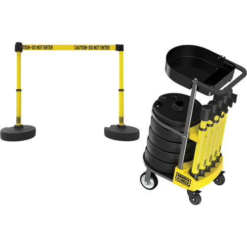 Chariot de transport avec plateau pour barri&egrave;re PLUS, 75' lo, M&eacute;tal, Jaune Maritime Industrial Rubber