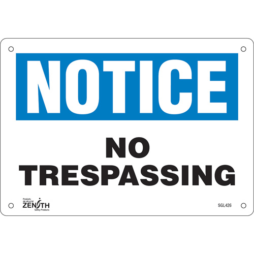 "No Trespassing" Sign, 7" x 10", Plastic, English Maritime Industrial Rubber