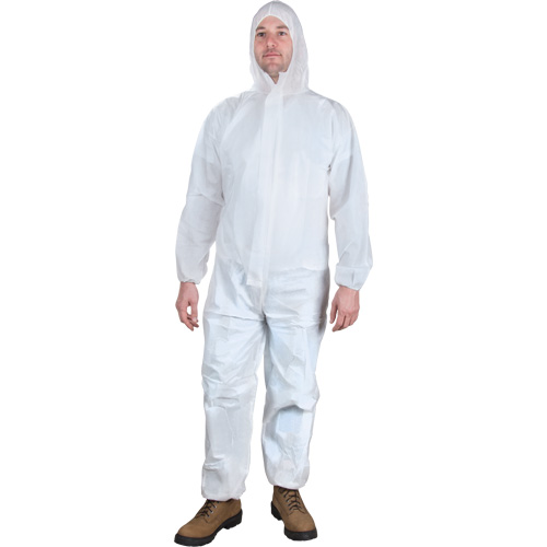 Hooded Coveralls, 2X-Large, White, Microporous Maritime Industrial Rubber