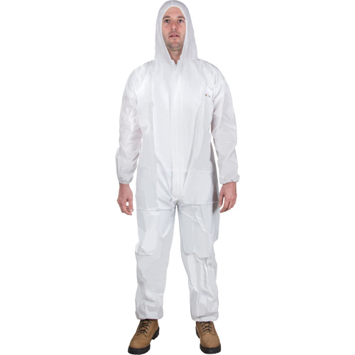 Hooded Coveralls, 2X-Large, White, SMS Maritime Industrial Rubber