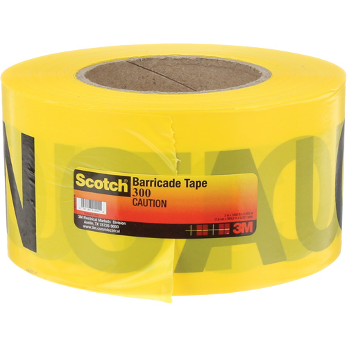Scotch&reg; Buried Barricade Tape, English, 3" W x 1000' L, 2 mils, Black on Yellow Maritime Industrial Rubber