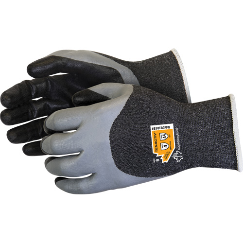 Gants &agrave; double trempage r&eacute;sistants aux coupures, Taille 5, Calibre 18, Rev&ecirc;tement Mousse de nitrile, Enveloppe en TenActiv, ASTM ANSI niveau A4 Maritime Industrial Rubber