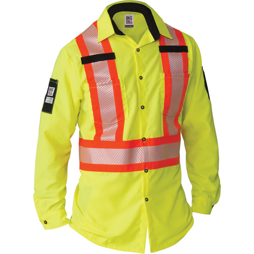 Ripstop High-Visibility Long Sleeve Shirt, Polyester, 2X-Large, High Visibility Lime-Yellow Maritime Industrial Rubber