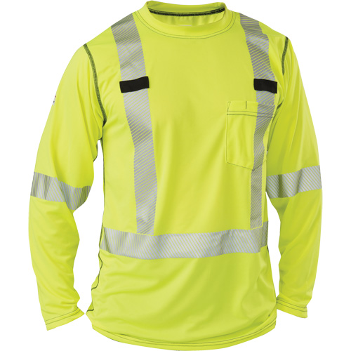 Polartec&reg; Power Grid&reg; High-Visibility Long Sleeve T-Shirt, Polyester, 2X-Large, High Visibility Lime-Yellow Maritime Industrial Rubber