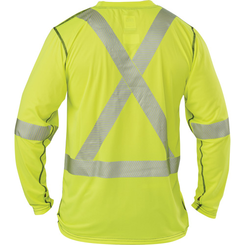 Polartec&reg; Power Grid&reg; High-Visibility Long Sleeve T-Shirt, Polyester, 2X-Large, High Visibility Lime-Yellow Maritime Industrial Rubber