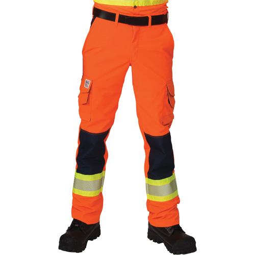 Pantalons cargo haute visibilit&eacute; antid&eacute;chirure, Polyester, 28, Orange haute visibilit&eacute; Maritime Industrial Rubber