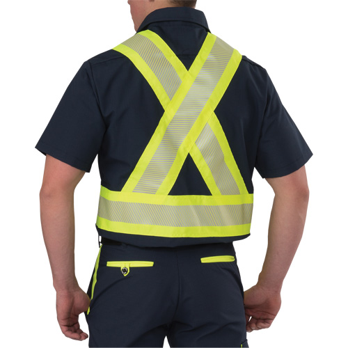 Chemise &agrave; manches courtes haute visibilit&eacute; r&eacute;sistant &agrave; la d&eacute;chirure, Polyester, Moyen (grande taille), Bleu marin Maritime Industrial Rubber