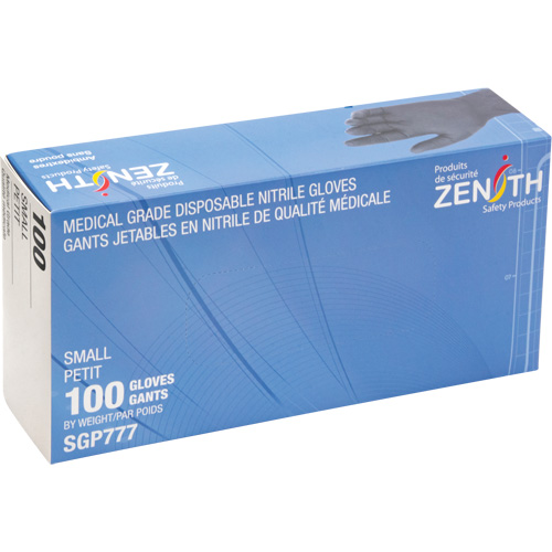 Puncture-Resistant Medical-Grade Disposable Gloves, Small, Nitrile, 5-mil, Powder-Free, Black, Class 2 Maritime Industrial Rubber