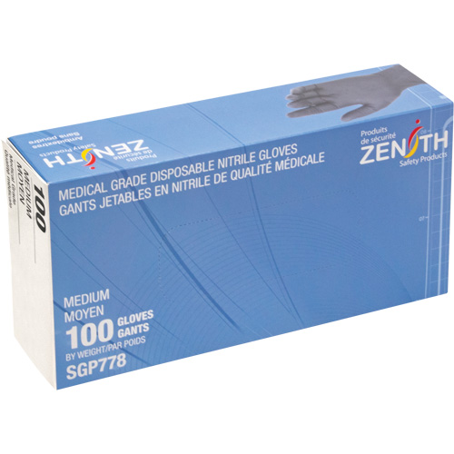 Puncture-Resistant Medical-Grade Disposable Gloves, Medium, Nitrile, 5-mil, Powder-Free, Black, Class 2 Maritime Industrial Rubber
