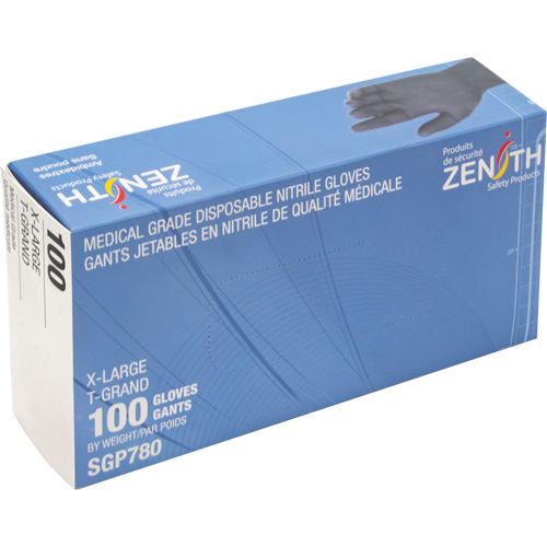 Puncture-Resistant Medical-Grade Disposable Gloves, X-Large, Nitrile, 5-mil, Powder-Free, Black, Class 2 Maritime Industrial Rubber