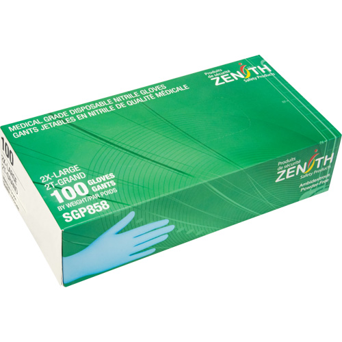 Gants jetables de calibre m&eacute;dical r&eacute;sistants &agrave; la perforation, 2T-Grand, Nitrile, 3,5 mils, Sans poudre, Bleu, Classe 2 Maritime Industrial Rubber