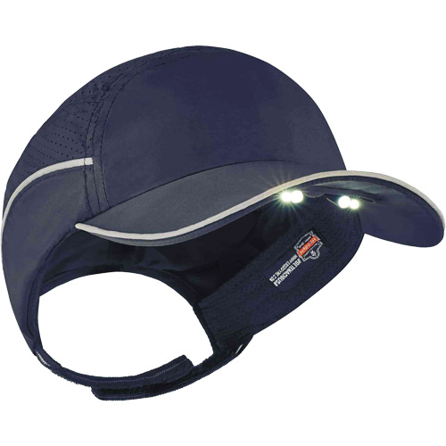 Skullerz&reg; 8965 Lightweight Bump Cap Hat with LED Lighting, Navy Blue Maritime Industrial Rubber