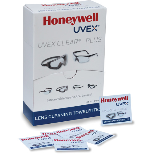 Uvex&reg; Clear&reg; Plus Towelettes, 5.25" x 8", Pack Of 100 Maritime Industrial Rubber