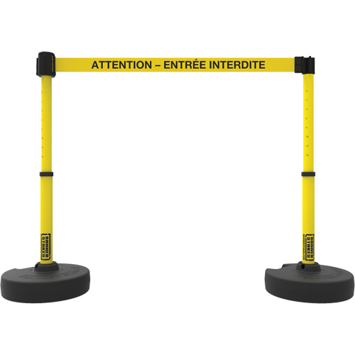 Ensemble de montants pour barri&egrave;re Plus, Plastique, 42" h, Ruban Jaune, Longueur du ruban 15' Maritime Industrial Rubber