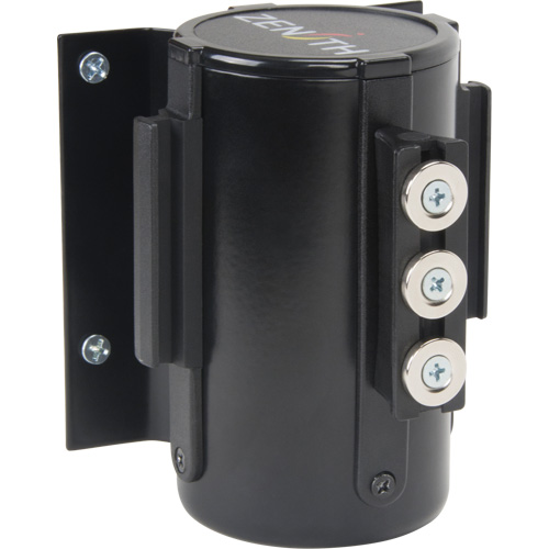 Barri&egrave;re &agrave; fixation murale avec ruban magn&eacute;tique, Acier, Fixation par vis, 12', Ruban Noir Maritime Industrial Rubber