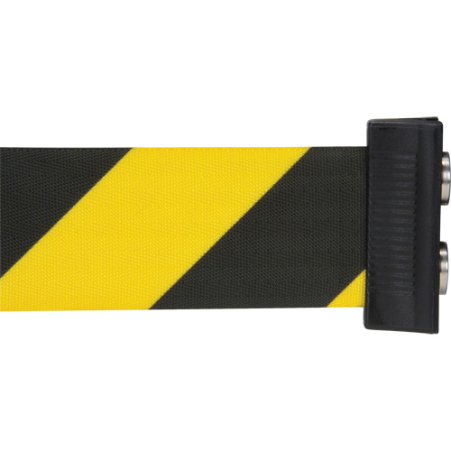 Wall Mount Barrier with Magnetic Tape, Steel, Screw Mount, 7', Black and Yellow Tape Maritime Industrial Rubber