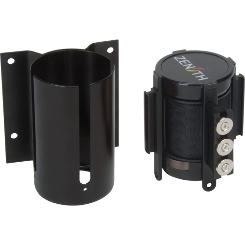 Barri&egrave;re &agrave; fixation murale avec ruban magn&eacute;tique, Acier, Fixation par vis, 12', Ruban Noir Maritime Industrial Rubber