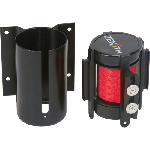 Barri&egrave;re &agrave; fixation murale avec ruban magn&eacute;tique, Acier, Fixation par vis, 7', Ruban Rouge Maritime Industrial Rubber
