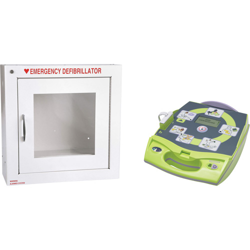 D&eacute;fibrillateur enti&egrave;rement automatis&eacute; AED Plus en anglais avec armoire murale munie d'une alarme, Automatique, Anglais, Classe 4 Maritime Industrial Rubber