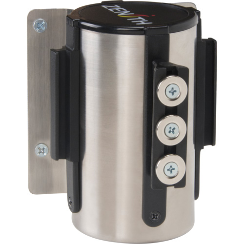 Barri&egrave;re &agrave; fixation murale avec ruban magn&eacute;tique, Acier, Fixation par vis, 12', Ruban Noir Maritime Industrial Rubber