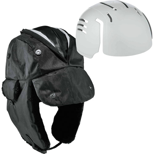 N-Ferno&reg; Zippered Trapper Hat with Bump Cap Insert, Polyurethane/Satin Lining, Medium/Small, Black Maritime Industrial Rubber