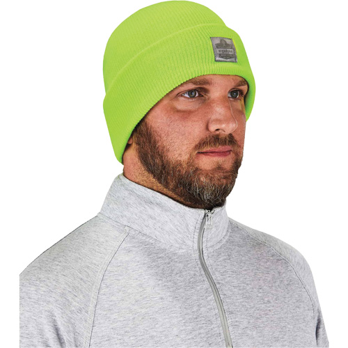 N-Ferno&reg; Rib Knit Beanie Hat, One Size, High-Visibility Lime Green Maritime Industrial Rubber