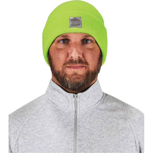 N-Ferno&reg; Rib Knit Beanie Hat, One Size, High-Visibility Lime Green Maritime Industrial Rubber