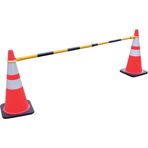 Retractable Cone Bar, 7'2" Extended Length, Black/Yellow Maritime Industrial Rubber