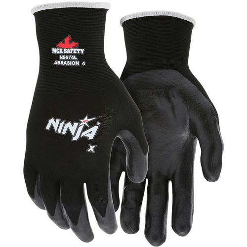 Gants enduits Ninja, Grand, R&ecirc;vetement Bipolym&egrave;re, Calibre 15, Enveloppe en Nylon/Lycra Maritime Industrial Rubber