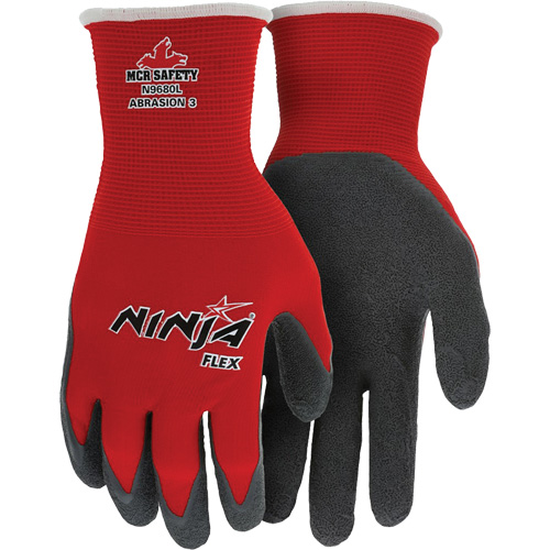 Gants enduits Flex Ninja, Grand, R&ecirc;vetement Latex de caoutchouc, Calibre 15, Enveloppe en Nylon Maritime Industrial Rubber