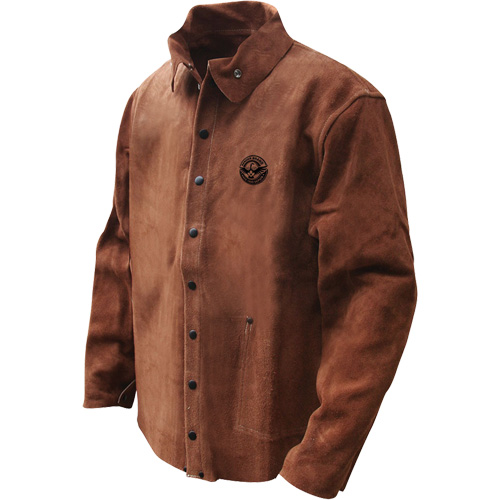 Veste de soudage en cuir fleur de vache refendu Gander Brand, Cuir, 4T-Grand, Brun Maritime Industrial Rubber