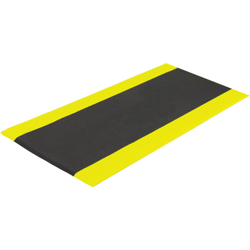 Airsoft Anti-Fatigue Mat, Pebbled, 3' x 5' x 3/8", Black/Yellow, PVC Sponge Maritime Industrial Rubber
