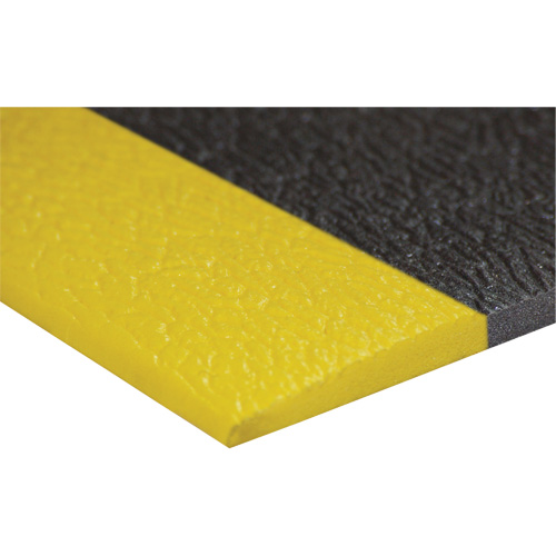 Airsoft Anti-Fatigue Mat, Pebbled, 3' x 5' x 3/8", Black/Yellow, PVC Sponge Maritime Industrial Rubber