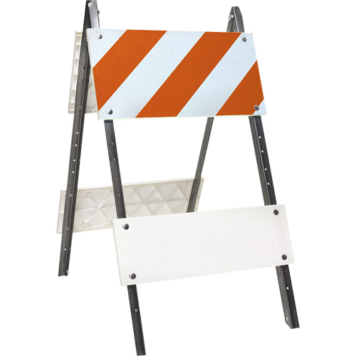 Barricade prismatique, Repliable, 24" lo x 45" h, Orange/Blanc Maritime Industrial Rubber